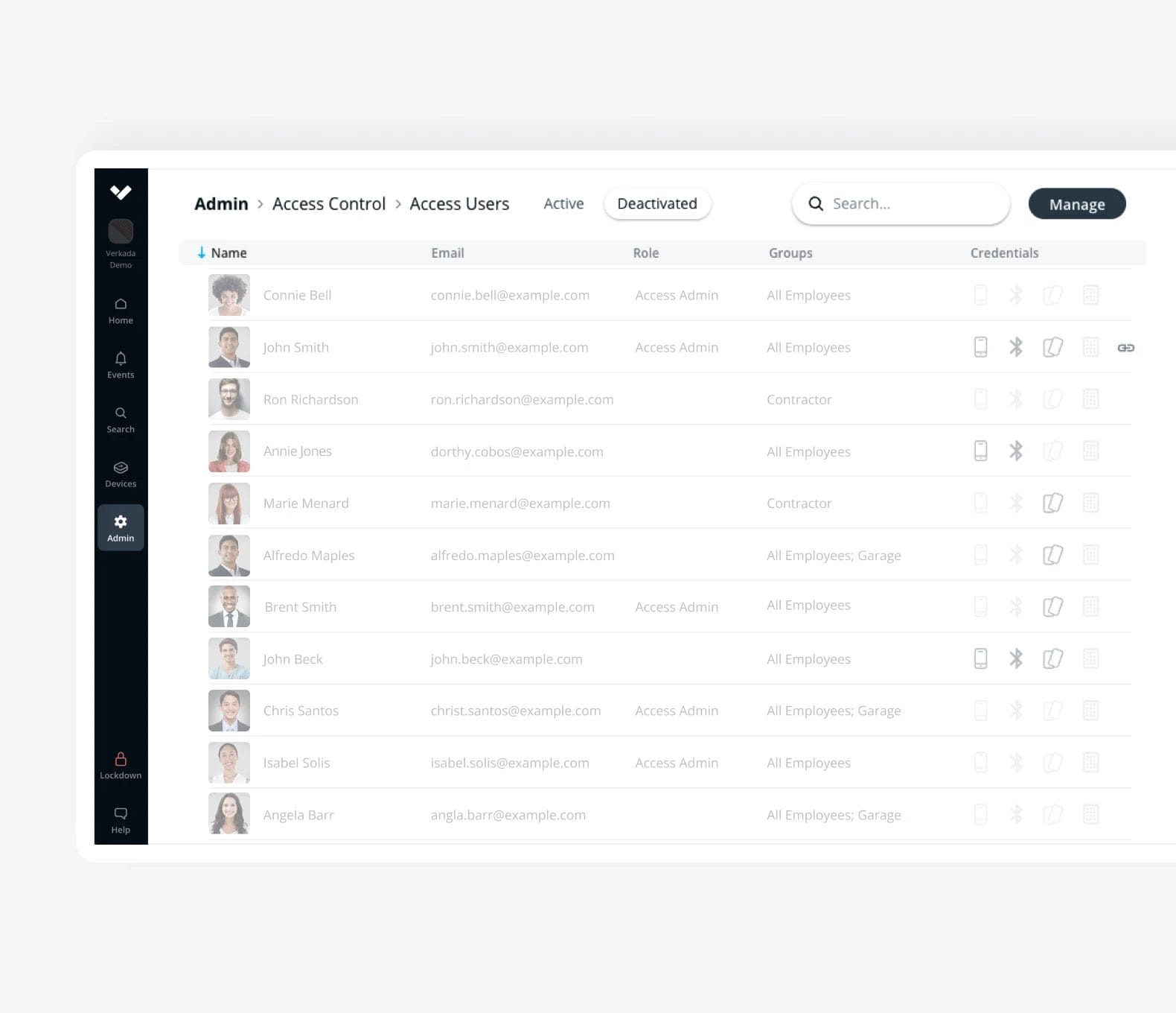 Manage access credentials on Command platform