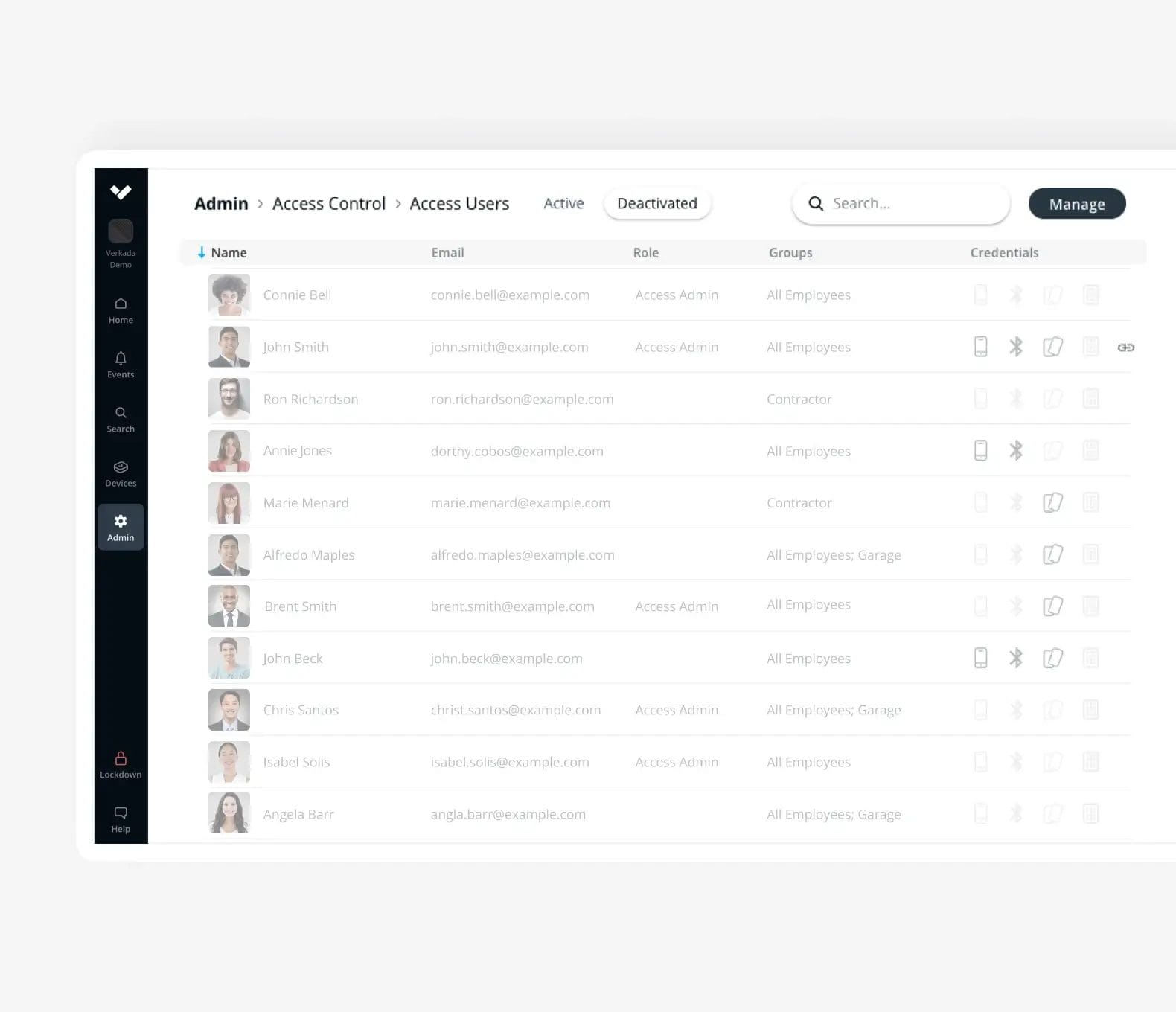 Manage access credentials of cloud security tools like door card reader