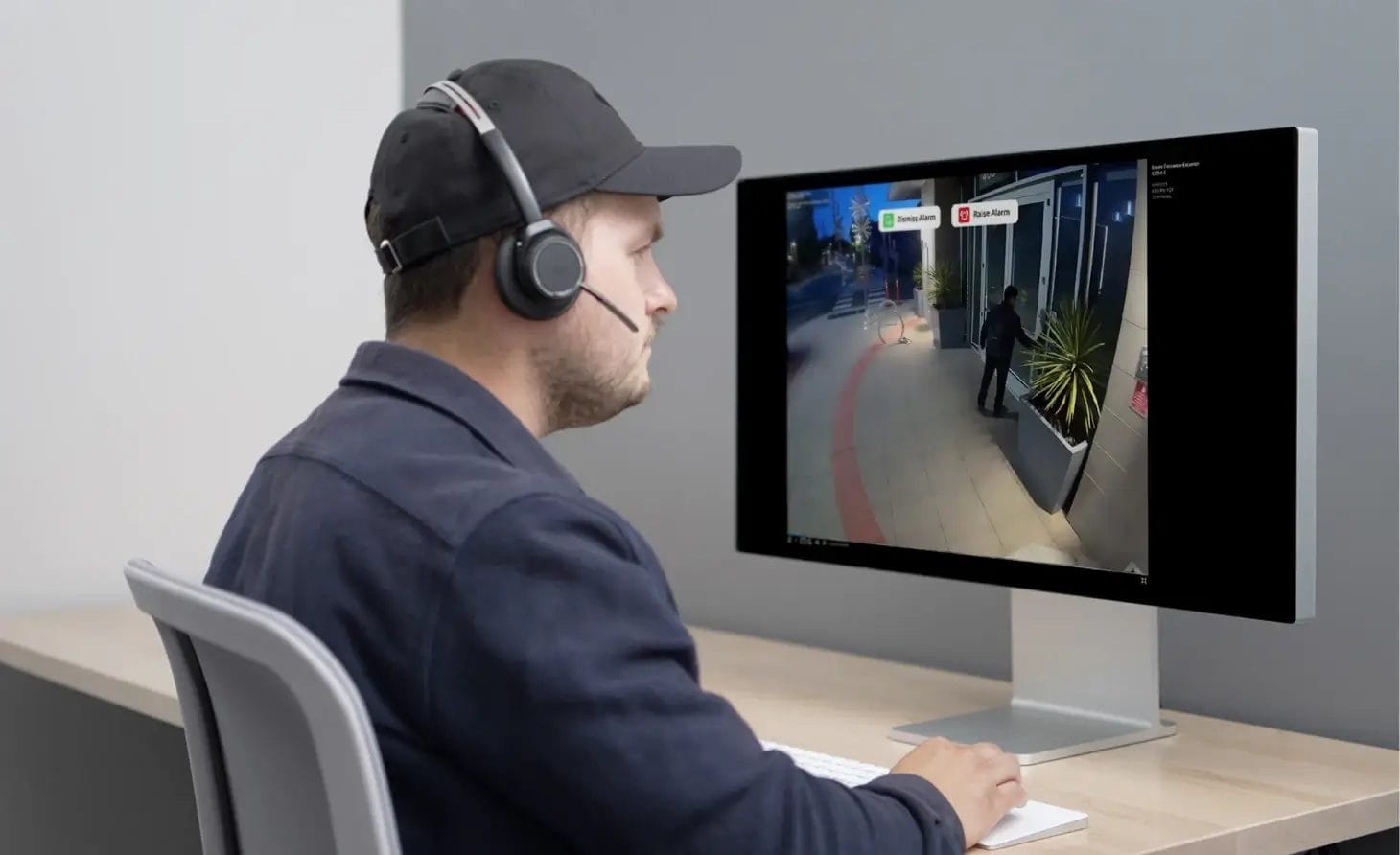 Security agent in charge of construction site monitoring