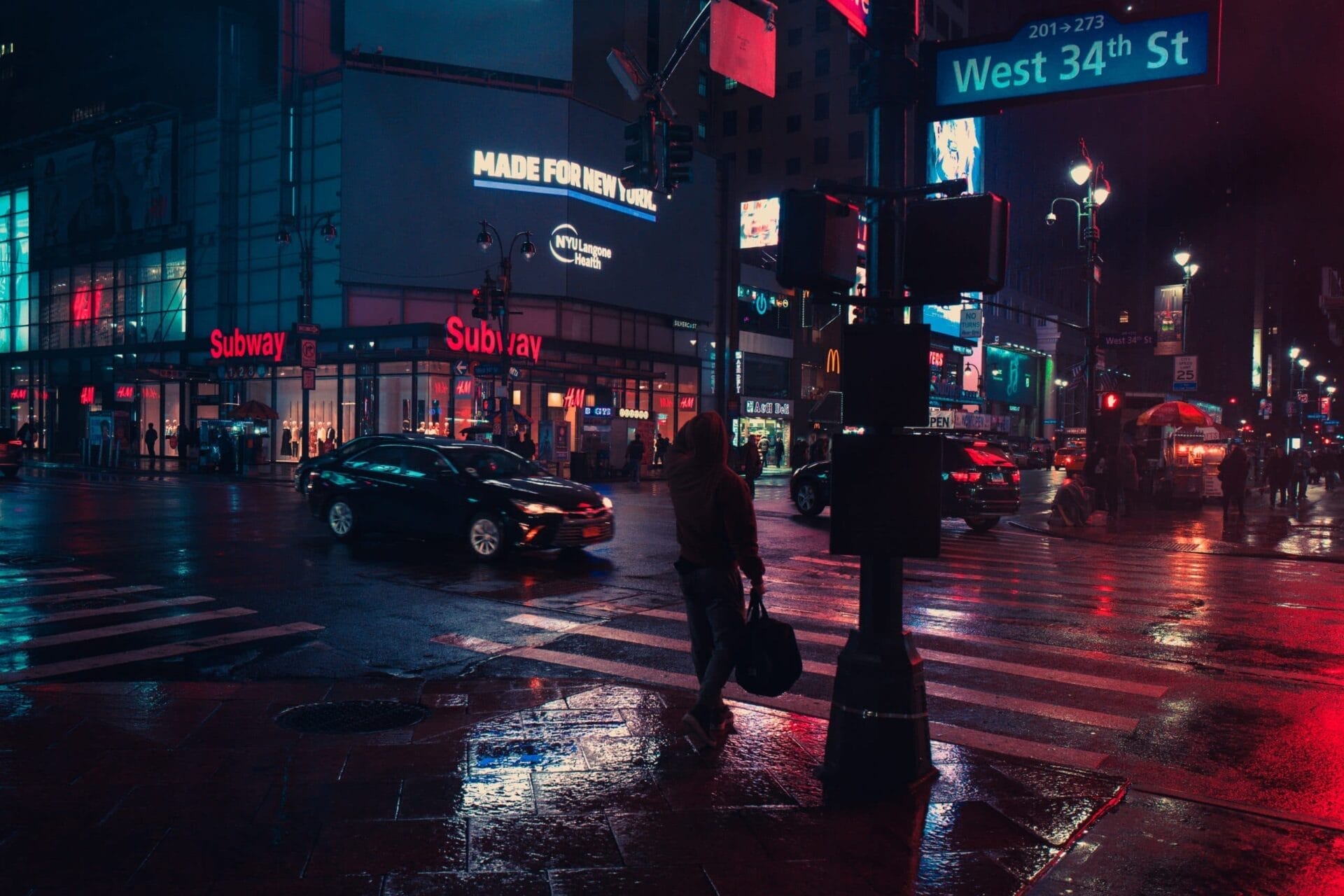 Crosswalk monitored by night vision surveillance cameras