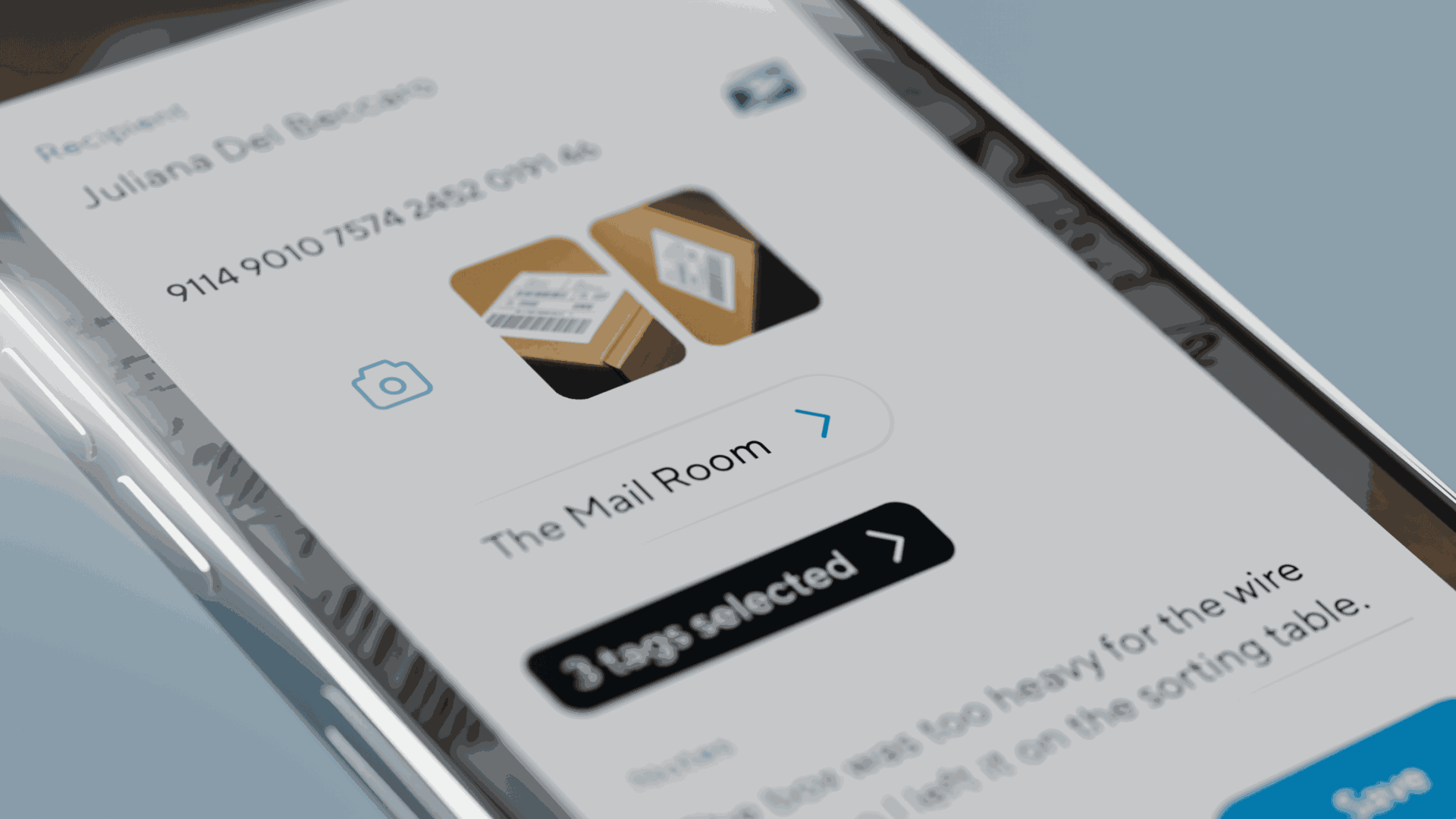 Mobile phone displaying notification from Verkada’s Mailroom solution
