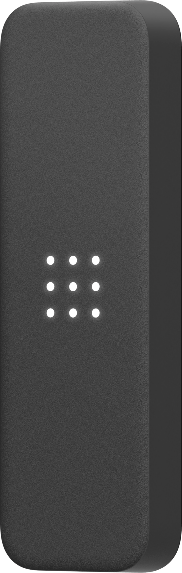 A rectangular black Verkada AD34 Mullion Reader wireless device with twelve small white indicator lights arranged in a grid on its front surface.